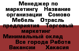 Менеджер по маркетингу › Название организации ­ Сомово-Мебель › Отрасль предприятия ­ Торговый маркетинг › Минимальный оклад ­ 30 000 - Все города Работа » Вакансии   . Хакасия респ.,Саяногорск г.